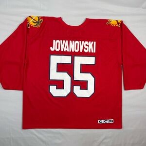 Vtg CCM Florida Panthers Ed Jovanovski Mens Practice Hockey Jersey XL 90s Red